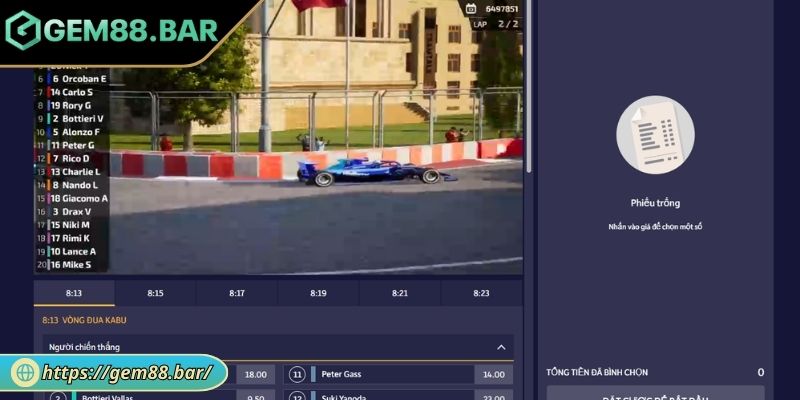 E-Sports GEM88 - Sảnh Cá Cược Thể Thao Hấp Dẫn Và Hiện Đại 3 Trải nghiệm đặt cược đua xe