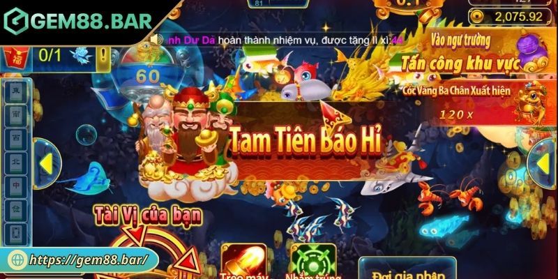 Tam Tiên Bắn Cá GEM88 - Phòng Chơi Và Bí Kíp Săn Thưởng 1 Khám phá game Tam Tiên Bắn Cá GEM88
