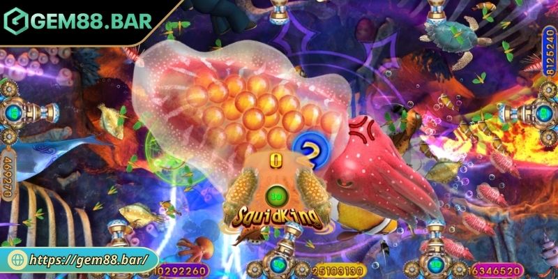 Game Bắn Cá 2 Người - Tham Gia Song Đấu Kịch Tính Tại GEM88 2 Vũ khí nâng cấp riêng cho từng người